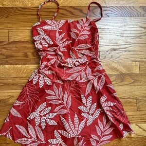 Cupshe Rust/red and White Leaf Print One Piece Swimsuit